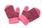 Child\'s pink mittens with black stripe