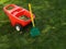 Child\'s rake and wheelbarrow