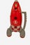 A child`s  red toy rocket