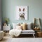 Child\\\'s room mock-up with funny bunny picture