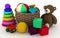 Child\'s toys in a small basket