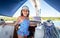 Child on sailing boat yacht summer vacation adventure