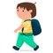 Child schoolboy walking with a school backpack. Vector isolated cartoon illustration.