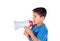 Child shouting through a megaphone