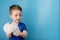 Child showing his hands with soap lather, cleaning and hygiene concept.Cleaning your hands frequently with water and