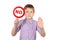 Child with a sign prohibiting smoking, the concept of