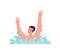 Child sinking in water and calling for help splashing with hands being in danger vector illustration