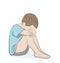 The child sits with his head on his knees. resentment. vector illustration.