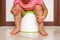 Child is sitting on baby potty