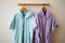 child-sized and adult-sized robes neatly folded near each other