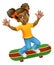Child Skateboarding Girl Kid Cartoon