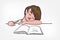 Child sleep doing study vector illustration clip art