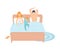 Child Sleeping in Parents Bed, Mother, Father and Their Son in Everyday Life at Home Vector Illustration