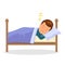 Child is sleeping sweet dream. Cartoon baby sleeping in a bed. Raster copy