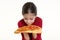 Child smelling pizza