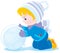 Child with a snowball