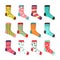 Child Socks Icons Vector. Colorful Socks Set