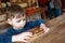 Child solves wooden puzzle