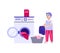 Child sorting laundry to washing machine, cartoon vector illustration isolated.