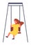 Child spending time at playground, kindergarten, kid have fun, recreation, girl rest relax on swing