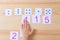 The child spreads cards with numbers to cards with dots. The study of numbers and mathematics