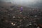 Child standing in spiritual spiral in Etna volcano crater