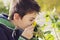 Child with sunflower