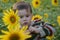 The child in sunflowers