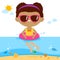 Child swimming in the sea. Vector illustration.