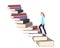 Child or teen climbing a stair case of books