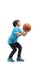 Child throwing a basketball