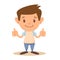 Child thumbs up, vector illustration