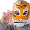 Child tiger mask pretending