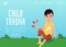 Child trauma website banner with injured child flat vector illustration.