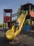 A child tries to climb the slipway