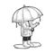 Child under huge umbrella sketch vector