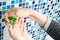 Child using liquid soap to wash hands - protective measures against coronavirus germ and bacteria spreading