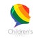 Child Vector Color Logo of Grow Up Kids.Silhouette profile human head. Concept logo for people, children, autism, kids