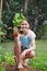 Child in veggie patch