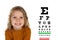 Child with a vision exam chart