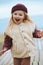 Child walking outdoor girl wearing fluffy sherpa jacket fashion outfit winter stylish clothing