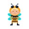 Child Wearing Costume of Bee. Vector Illustration