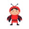 Child Wearing Costume of Ladybird. Vector Illustration