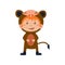 Child Wearing Costume of Monkey. Vector Illustration