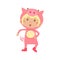 Child Wearing Costume of Piggy. Vector Illustration