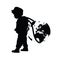 Child wears planet earth illustration silhouette