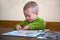 Child working on a puzzle