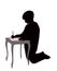 A child writing on paper body, silhouette vector