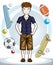Child young teen boy cute standing in stylish casual clothes. Vector attractive kid illustration. Childhood lifestyle clip art.