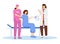 Childbirth at hospital flat vector illustration